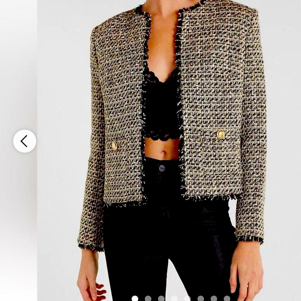 Express Black and Gold Tweed Blazer